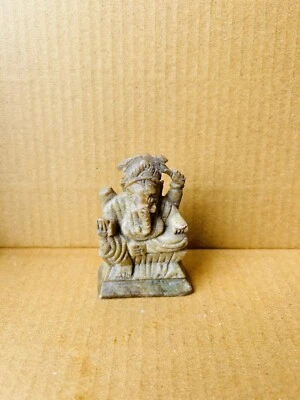 Antigua piedra de mármol dios hindú Ganesha estatua dios marrón mármol Ganesha figura Foto 1 de 4