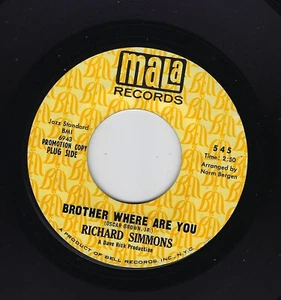 NORTHERN SOUL 45 RPM "RICHARD SIMMONS" BROTHER WHERE ARE YOU / MR. LOVE DJ M- - Picture 1 of 2