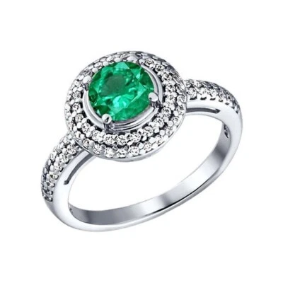 Ring Fingerring 925 Silber  Smaragd Zirkonia Steine Echtschmuck - Bild 1 von 2