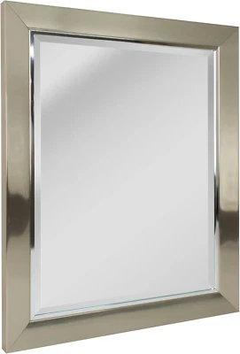 Brushed Nickel Bathroom Vanity Mirror with Chrome Liner, Beveled Decorative Mirr - Image 1 of 3