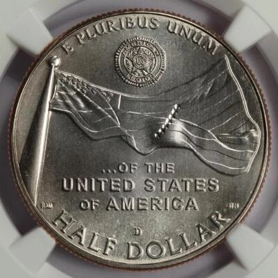 2019D NGC MS69 Struck Thru Reeding American Legion Half Dollar Mint Error Unique - Image 1 of 4