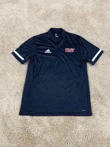 Troy Trojans Shirt Adult Large Black White Graphic Quick Dry Zip Tee Adidas Cover