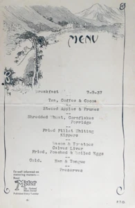 Menu The National Motor Journal 1937 Breakfast Menu - Picture 1 of 7