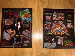 Lot of 2 - Bally Elvira SCARED STIFF - ORIGINAL PINBALL FLYERS - MINT 1996 - Picture 1 of 3