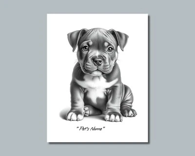 Personalized PIT BULL BULLY Puppy Pet Print Photo DOG Picture 8x10 or 11x14 (P9) - Image 1 of 4