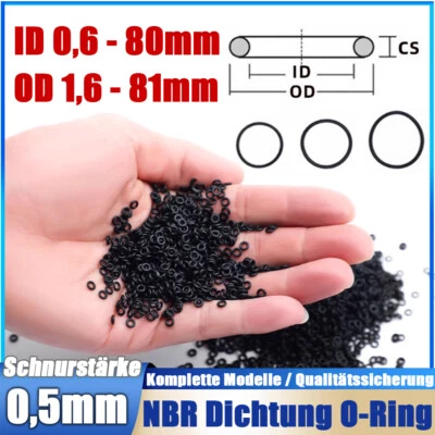 MARKENLOS NBR Dichtung O-Ring Schnurstärke 0,5mm ID 0,6mm~80mm Wasserdicht und Ölbeständig