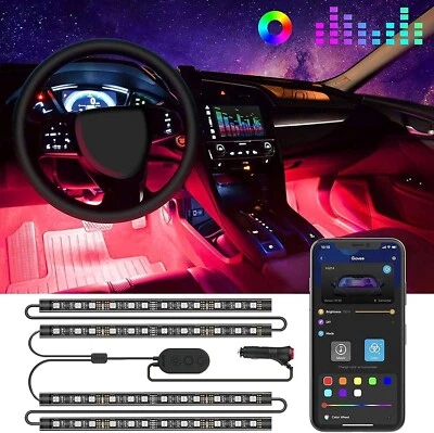 Car LED Interior Lights Ambient Lighting RGB App Control, Music Sync 12V - Image 1 of 4