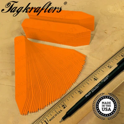 PREMIUM 4" X 5/8" Pot Stakes ORANGE Plant Label Nursery Tag with Marker USA MADE - Image 1 of 4