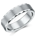 6mm Tungsten Wedding Ring Band Matt & Polished With Faceted Edges Nickel free