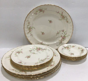 Juego de vajilla vintage Pope Gosser China adorno oro rosa floral servicio para 4 - Imagen 1 de 10
