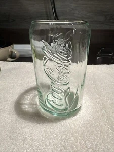 VTG COCA-COLA GREEN GLASS "CAN SHAPED" TUMBLER 12 OZ. EMBOSSED LOGO EUC - Picture 1 of 3