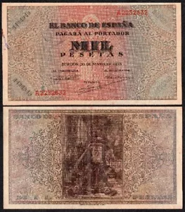 Spain 1000 pesetas 1938 / Series A EBC - / XF- - Picture 1 of 1