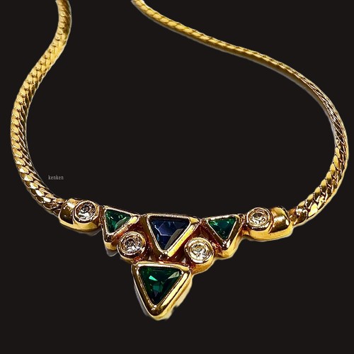 CHRISTIAN DIOR Collana Catena AUTENTICA CD Ciondolo Girocollo Oro Kenkenjp Strass FS