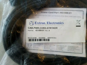 CABLE DE CABLE DE ALIMENTACIÓN Extron STRYKER 20', PWR, cable 43-088-01 MÉDICO DENTAL - Imagen 1 de 3