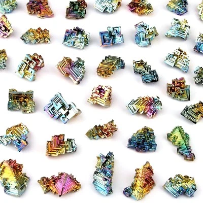 WUNDERSTEIN24 Wismut Bismut Kristalle je St. 15 - 20 g Ø je 30 - 40 mm einzigartige Synthese p