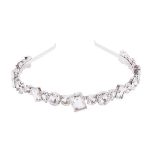 Luxus Kristall Stirnband glänzend trendy weiß Strass Haarband (silber) - Bild 1 von 12
