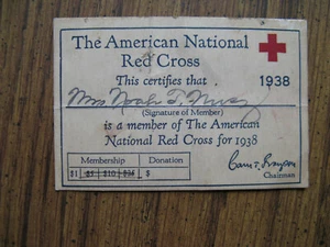 The American National Red Cross 1938 Membership Card - Bild 1 von 2