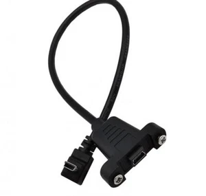 USB 2.0 Mini B Panel Mount Extension Cable | Up Angle Male to Female | 0.3m - Picture 1 of 6