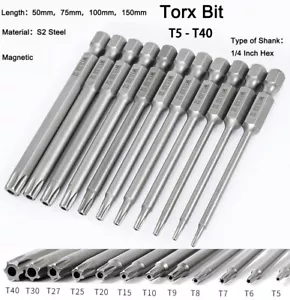 Broca Torx Conexión Cambio Rápido Taladro de Impacto Seguridad A Prueba de Manipulaciones T5 - T40 - Imagen 1 de 56