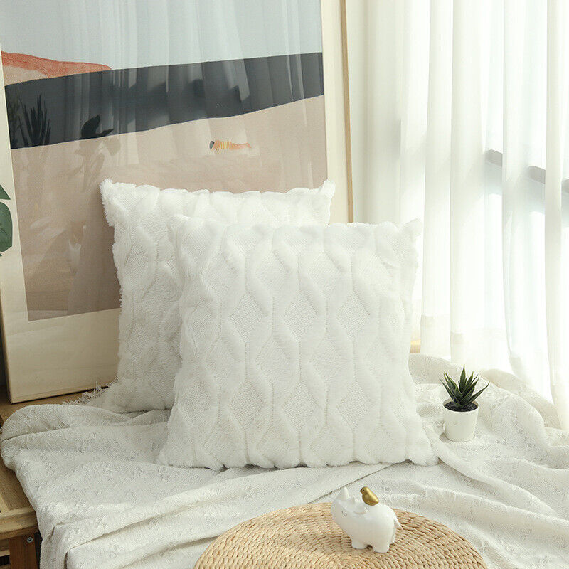 2X Home Decor Sofa Cushion Covers Soft Plush Velvet Boho Throw Pillow Cases 18"