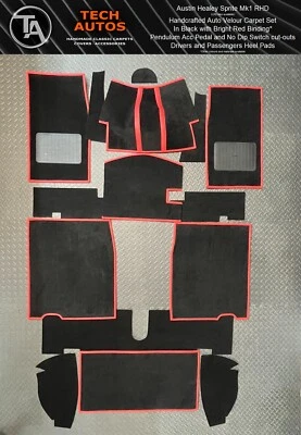 Juego de alfombras Austin Healey Sprite Mk4 hechas a mano con respaldo de arpillera Foto 1 de 4