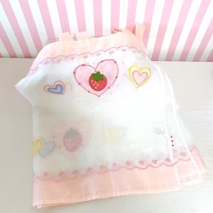 Mother Garden Cafe Curtain Pink Strawberry Heart Flower Clear Fabric Kawaii Rare - Picture 1 of 24