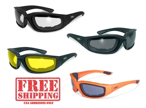 GLOBAL VISION KICKBACK FOAM PADDED RIDING GLASSES SUNGLASSES MOTORCYCLE BIKER - Foto 1 di 14