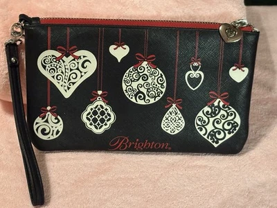 Brighton любовь заметки Рождественское украшение кошелек с ремешком косметичка 8 «x 5» черный красный - Изображение 1 из 4