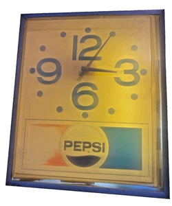 Vintage Pepsi Cola Lighted Hanging Wall Clock NEEDS REPAIRS - 1970's - Picture 1 of 15