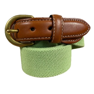 Cinturón BARRONS-HUNTER Para Hombre 32 Verde Lona Cuero Marrón EE. UU. Latón Foto 1 de 4