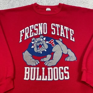 1990s Fresno State Bulldogs Vintage Sweatshirt XXL USA MADE Discus Red - Picture 1 of 14