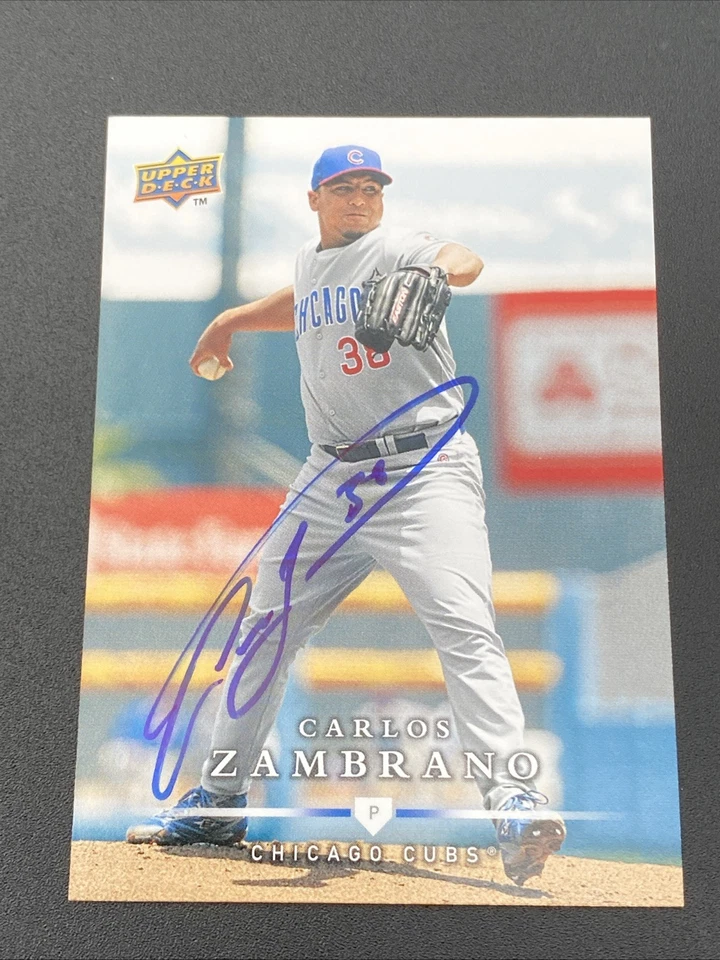 Tarjeta firmada por Carlos Zambrano #326 2008 Upper Deck Cubs autógrafo automático Foto 1 de 2