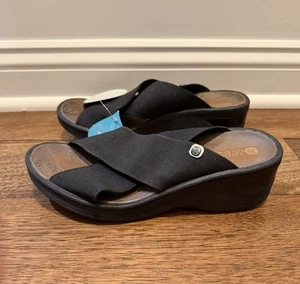 Bzees Desire Women’s Size 7M Black Washable Wedge Heel Comfort Slide Sandals - Picture 1 of 7