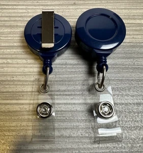 Pack 10 Navy Retractable Badge Reels | ID Card Holder Clip Bulk - Picture 1 of 2