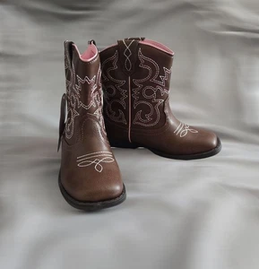 Botas vaqueras occidentales marrones para niñas pequeñas talla 7 - nuevas con etiquetas - Imagen 1 de 5