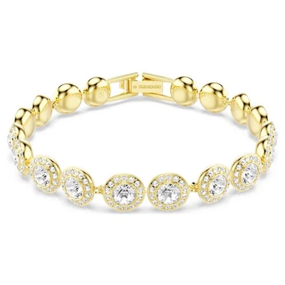 Swarovski Una Angelic Tennis Bracelet Round Cut, M White, Gold-Tone 5505469 - Image 1 of 4