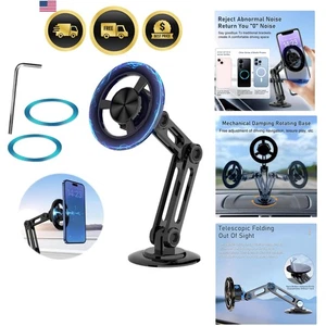 Support Téléphone Magnétique Tableau de Bord Voiture Rotation 360° Aimant Forte Alliage Noir - Photo 1 sur 9