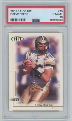 Drew Brees 2001 SAGE HIT RC PSA 10 #15 Purdue Boilermakers - Image 1 of 2