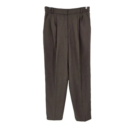 Calça social Leslie Fay sportswear feminina tamanho 14 vintage marrom plissada nova com etiquetas - Imagem 1 de 4