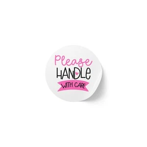 Please Handle With Care Round Sticker Label Rolls - Picture 1 of 9