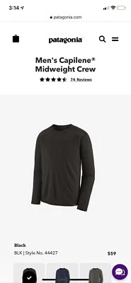 New Patagonia Capilene Mid Weight Base layer Crew Neck Size Large Channel Blue - Image 1 of 2