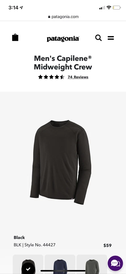 New Patagonia Capilene Mid Weight Base layer Crew Neck Size Large Channel Blue - Image 1 of 2