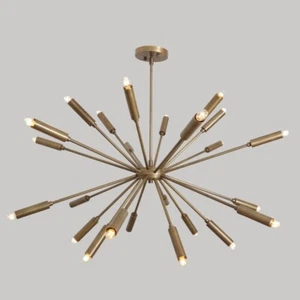 24 Arm Brass Sputnik Chandelier Light Fixture Mid Century Style Sputnik Pendant - Picture 1 of 8
