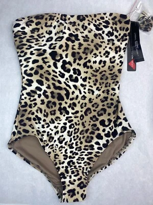 Traje de baño para mujer Carmen Marc Valvo talla 6 leopardo traje de baño de una pieza Foto 1 de 4