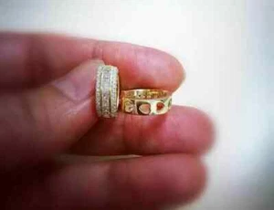 14K Yellow Gold Plated 1.20Ct Princess Lab Created Diamond Wedding Hoop Earrings - Picture 1 of 5