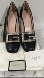 Gucci Madeleine Leder schwarz Mid-Heel Pump Kristall G Gr. 37 US 7 $ 1250 - Bild 1 von 9