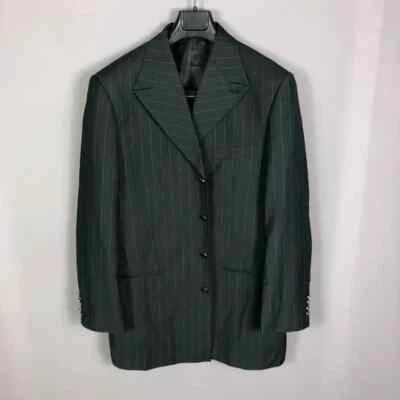 Traje Giorgio Fiorelli Superer 120 Horizon Negro Rayas Con Chaleco Talla 44/38 Foto 1 de 4