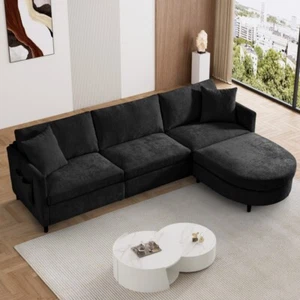 Modern 106.7" 4 Seat L-Shaped Modular Sectional Sofa Couch w/Convertible Ottoman - Picture 1 of 29