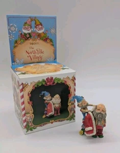 Vintage Enesco The North Pole Village Seamer Elf & Santa 831549 Sandi Zimnicki - Picture 1 of 16