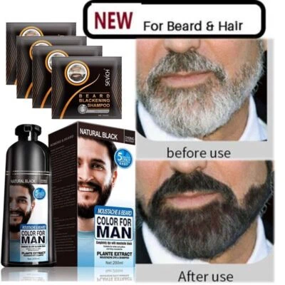 MOKERU,SEVICH Mokeru Beard Hair Color Dye Shampoo Men Mustache Instant Dying Black Darkening